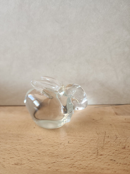 VTG Glass Rabbit Bunny Paperweight Figurine Clear