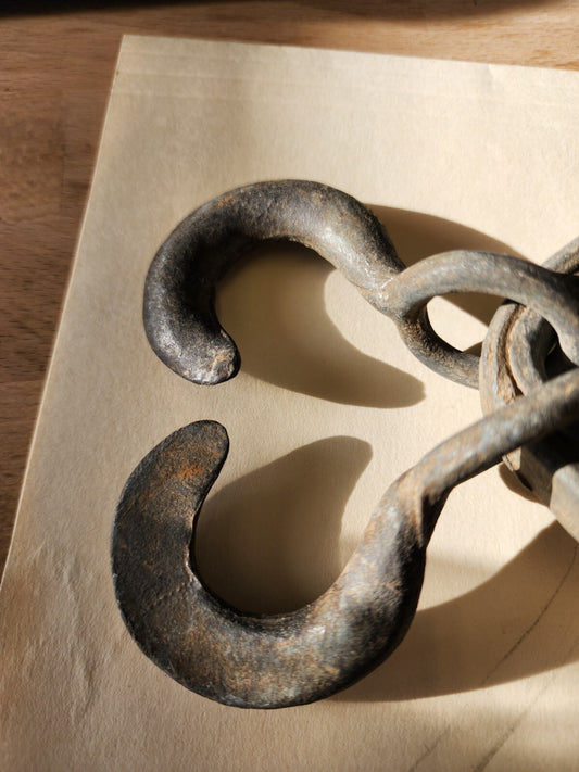 Antique Wooden Snatch Block Double Pulley Farm Tool With Two Hooks
