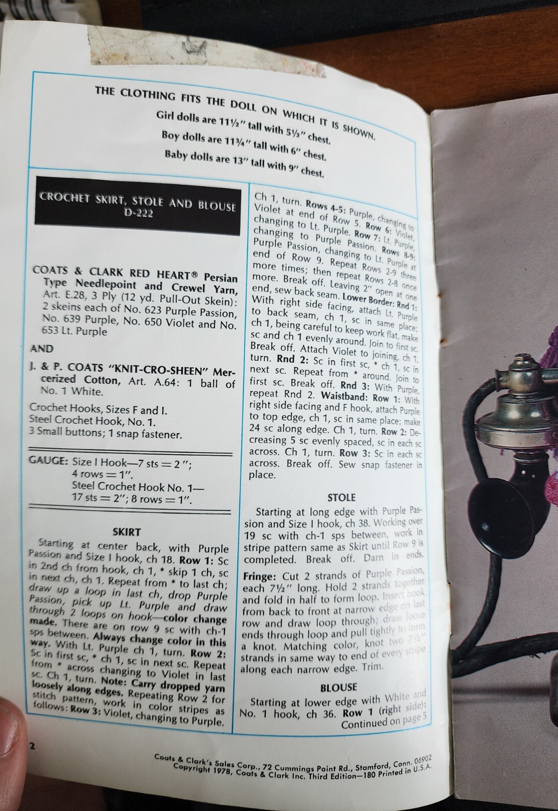 All For Dolls: Coats & Clark #270 Crochet Pattern 1978 Booklet