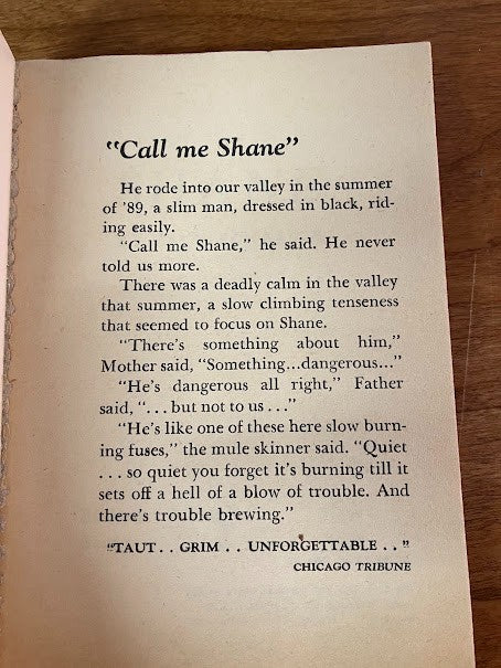 SHANE by Jeck Schaefer