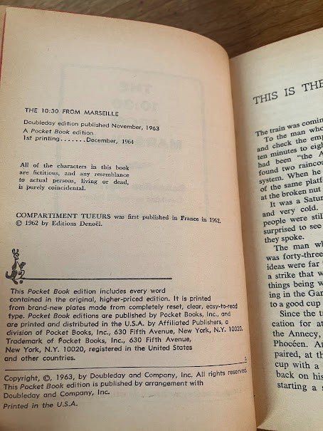 Vintage Paperback - The 10:30 From Marseille by Sebastien Japrisot