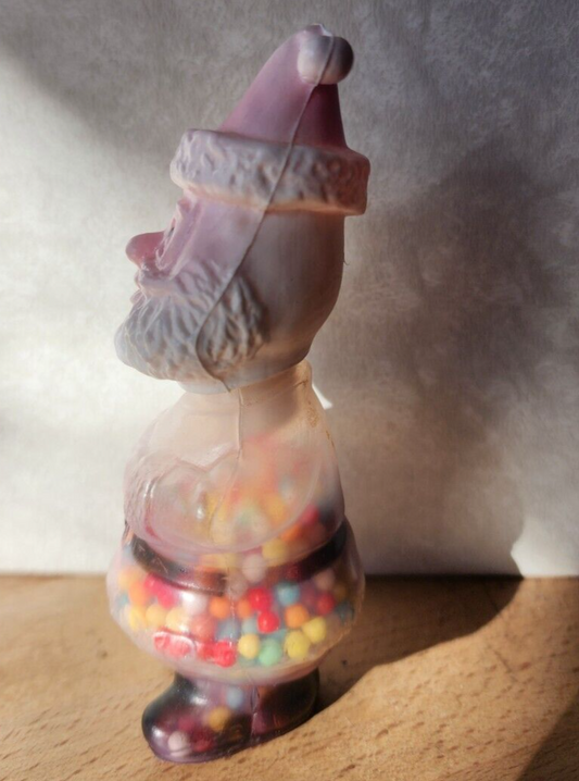 Vtg Plastic Blow Mold Santa Candy Container