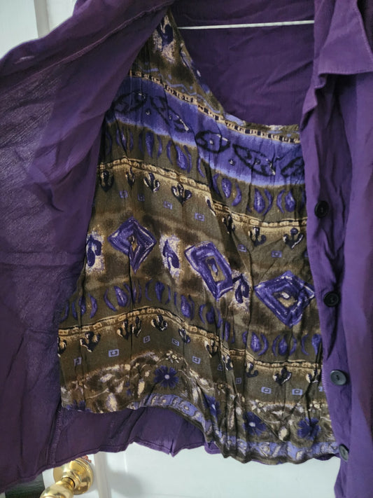 Women’s dress barn blouse long sleeves purple with built in tank