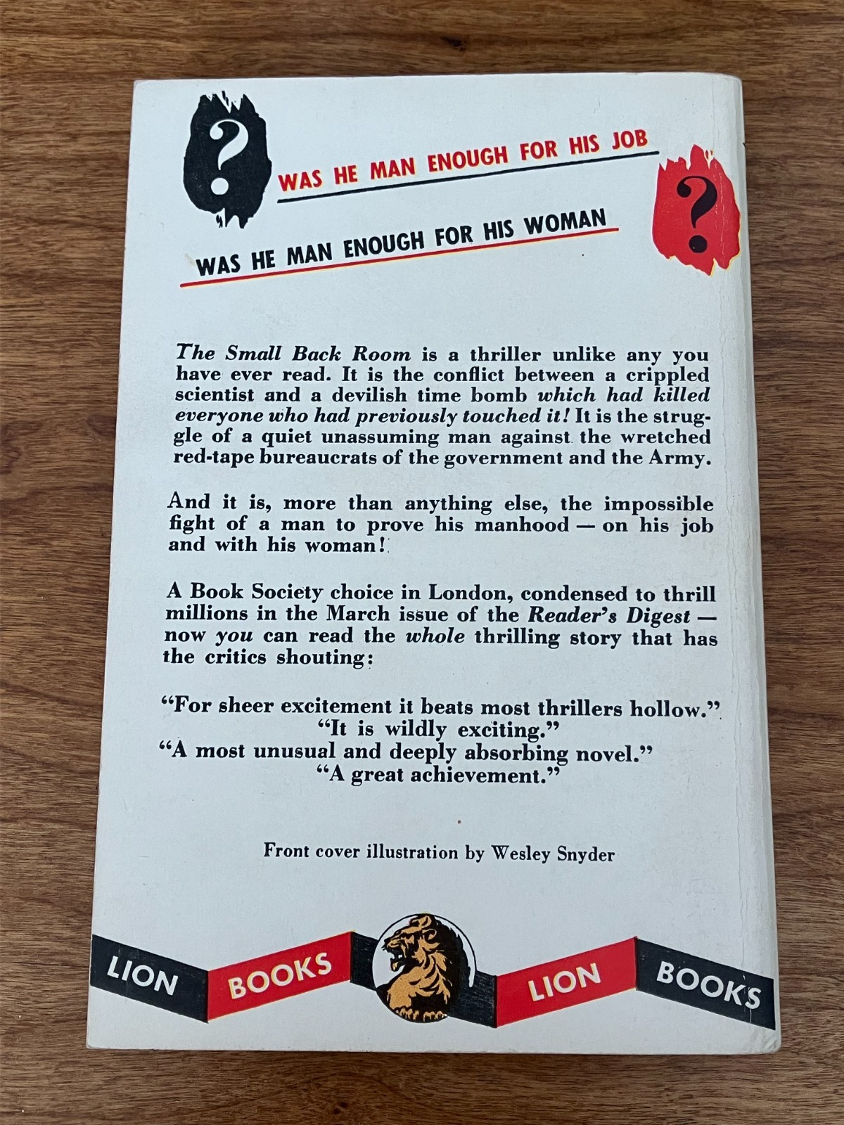 Vintage Paperback - The Small Back Room by Nigel Balchin