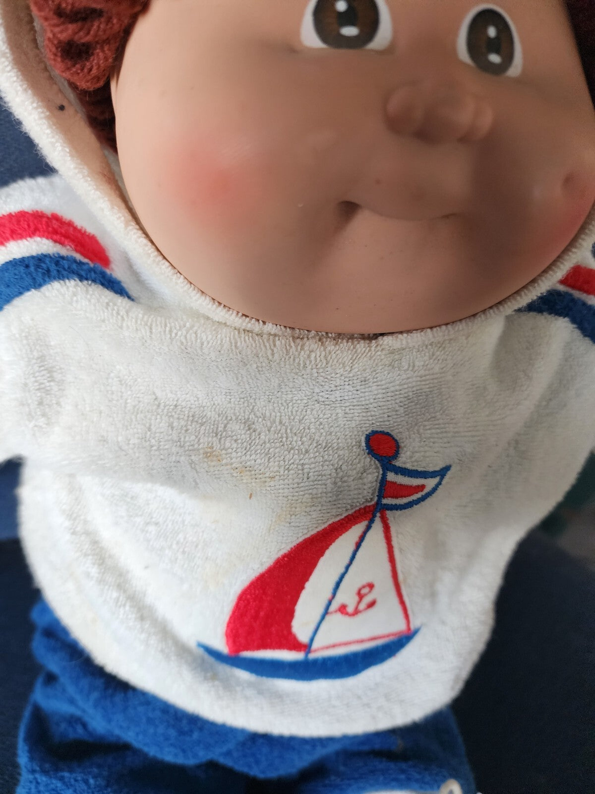 Vtg Cabbage Patch Kids Doll 1982 Boy Overalls Red Hair - 2 Outfits