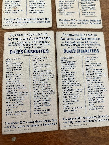 DUKE'S CIGARETTES: PORTRAITS OF ACTORS & ACTRESSES - Lot of 4