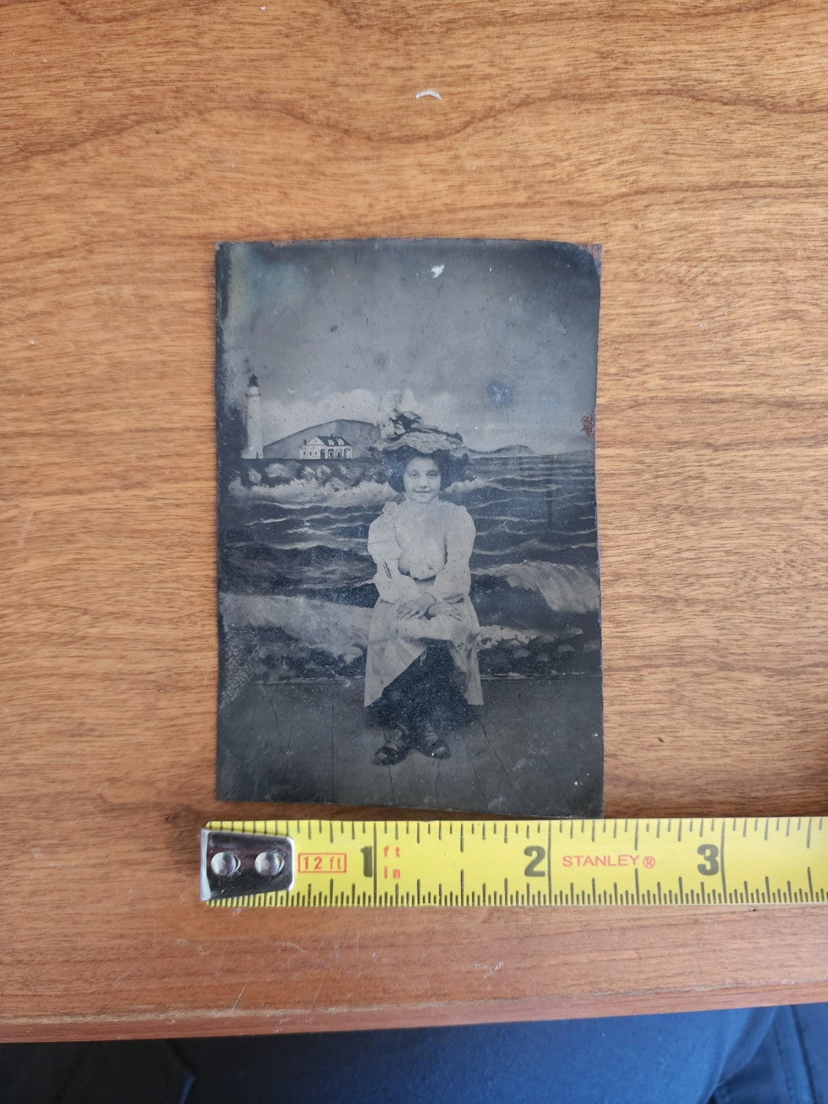 Antique Tintype Photo Portrait Girl by the Sea
