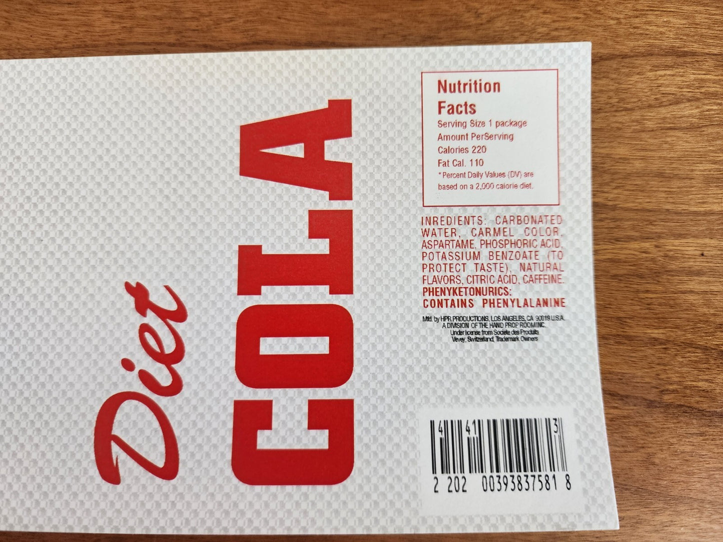 12 Fl Oz Diet Cola Sticker Prop