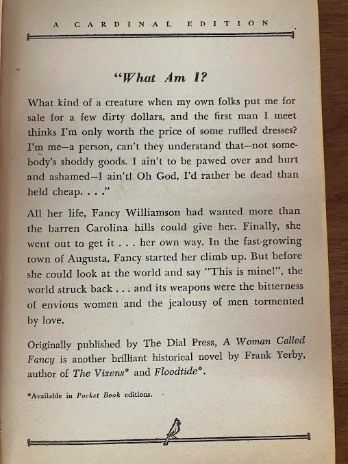 Vtg Paperback - A WOMAN CALLED FANCY by Frank Yerby
