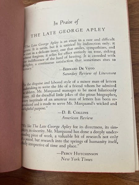 Vtg Pocket Book - THE LATE GEORGE APLEY John P Marquand