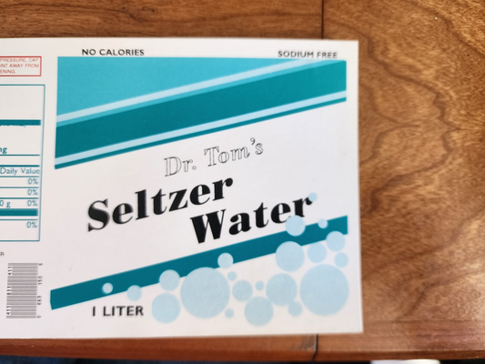 12 Fl Oz Dr. Tom's Seltzer Water Sticker Prop