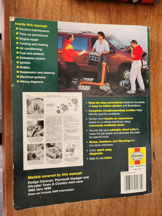 Haynes Repair Manual Dodge Caravan Plymouth Voyager Chrysler Minivans 1984-1995