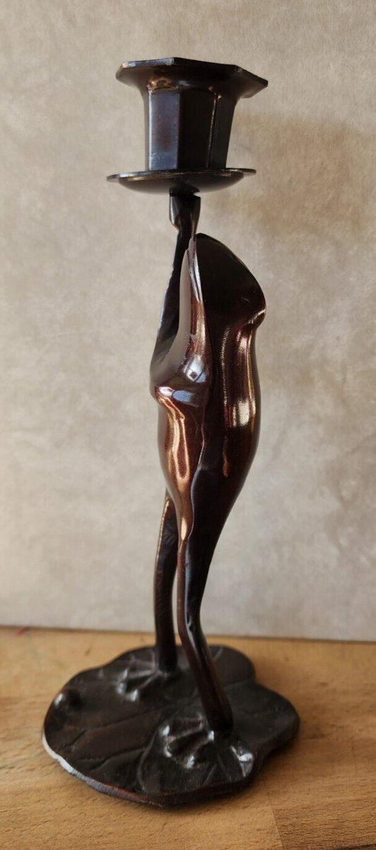 Frog Candle Holder Frog Standing on Lily Pad