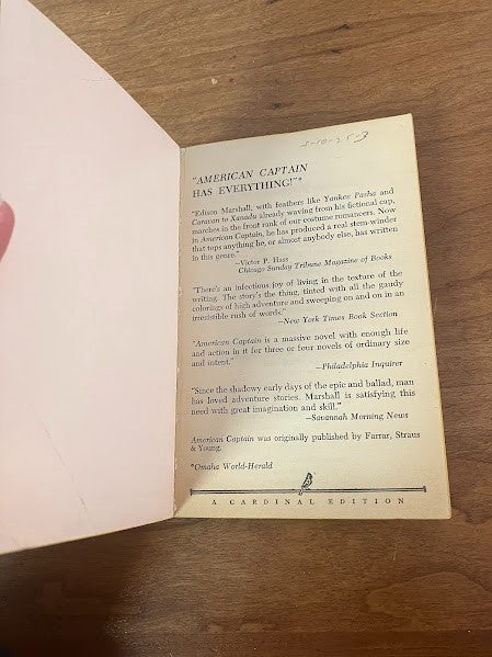 Cardinal Book - American Captain Edison Marshall