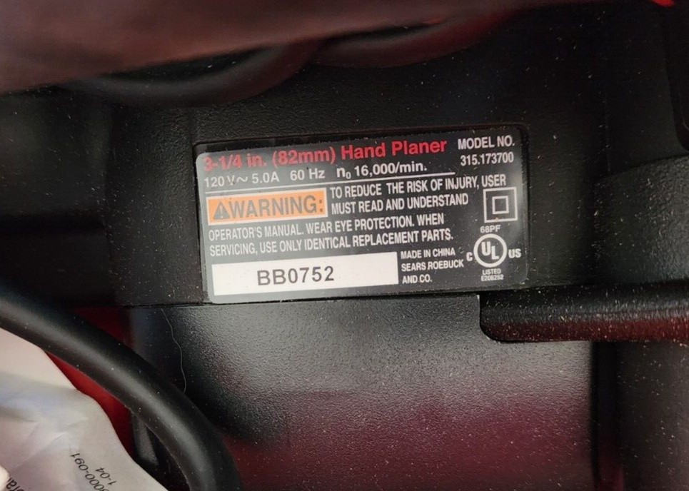 CRAFTSMAN POWER PLANER 315.173700