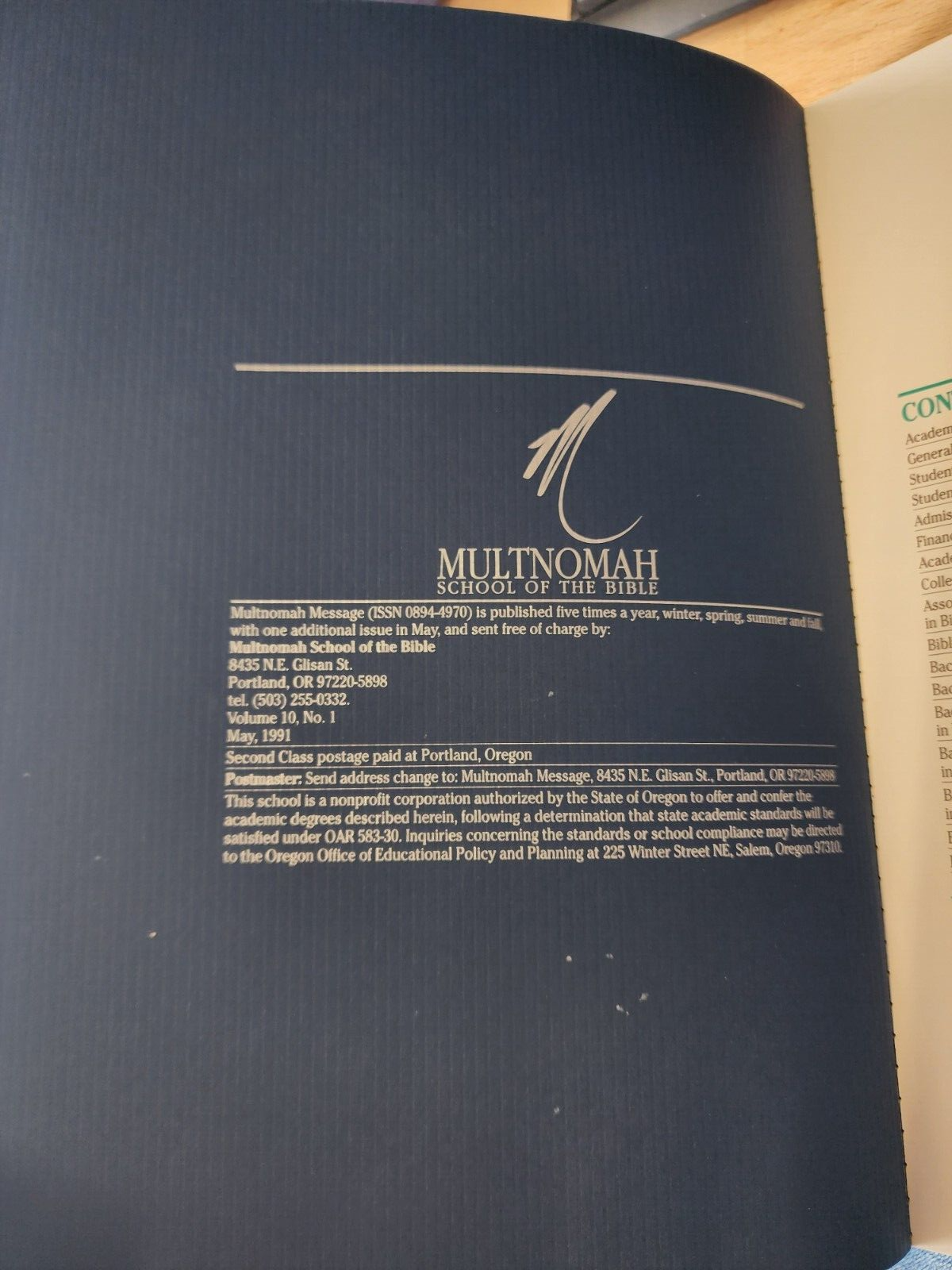 1991 Multnomah School Of The Bible Catalog Issue