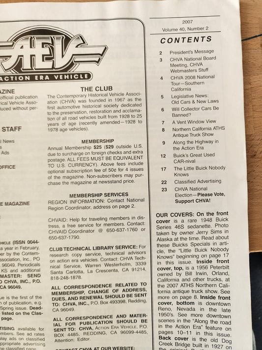Action Era Vehicle - Volume 40, no 2 Contemporary Historical Vehicle Association