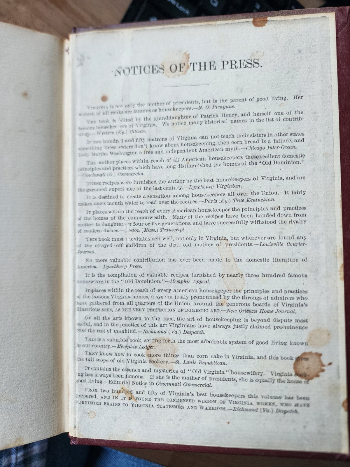 Housekeeping In Old Virginia 1879 Edition Cookbook vtg Hardcover