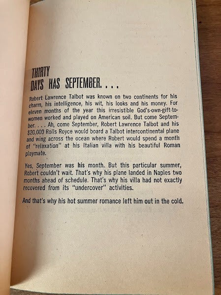 Vtg Paperback - COME SEPTEMBER by Marvin H. Albert