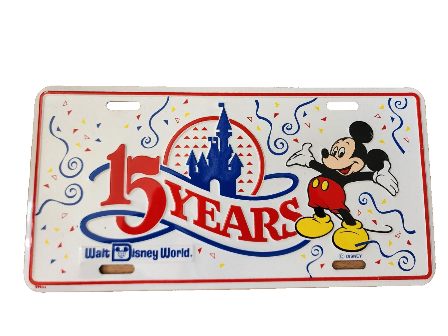 Walt Disney World 15 Years Mickey Mouse 1986 Metal License Plate