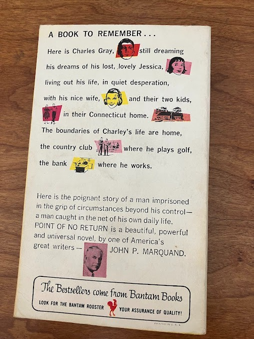 Vtg Paperback -POINT OF NO RETURN By John P. Marquand