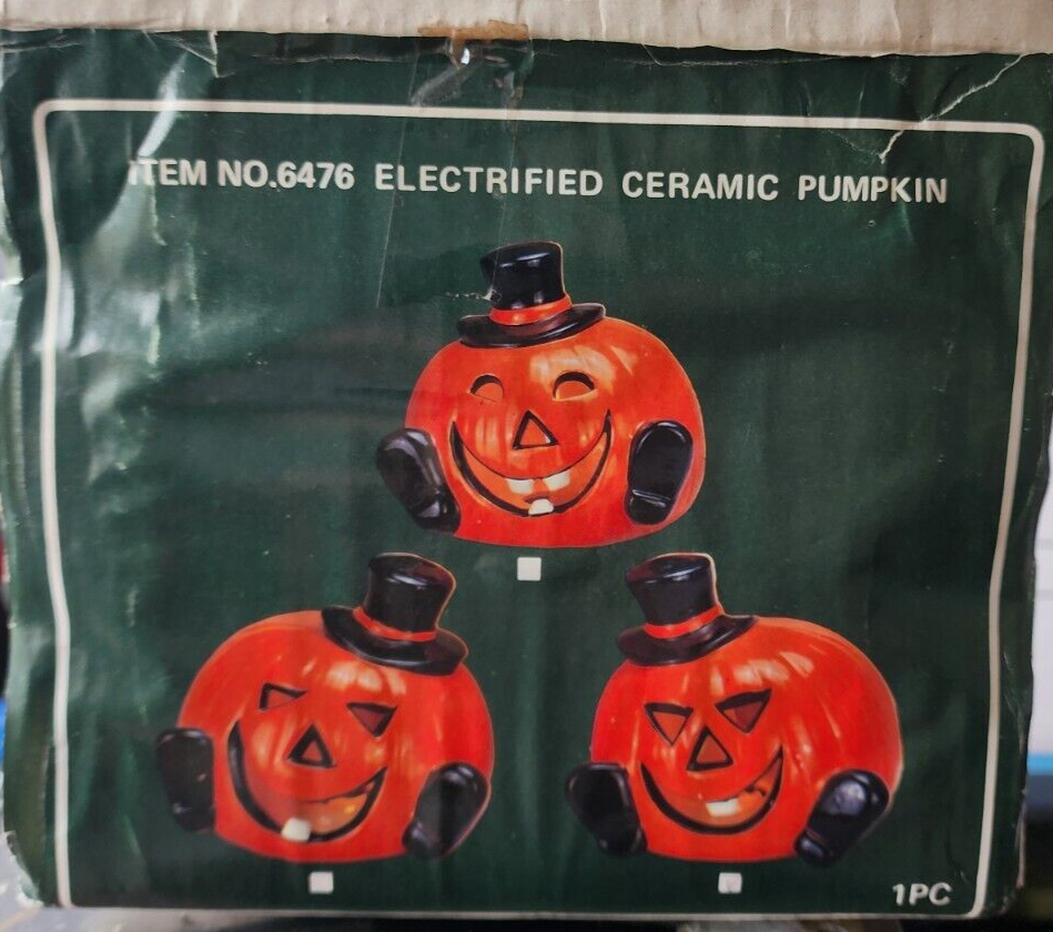 Vintage electrified ceramic pumpkin item no.6476