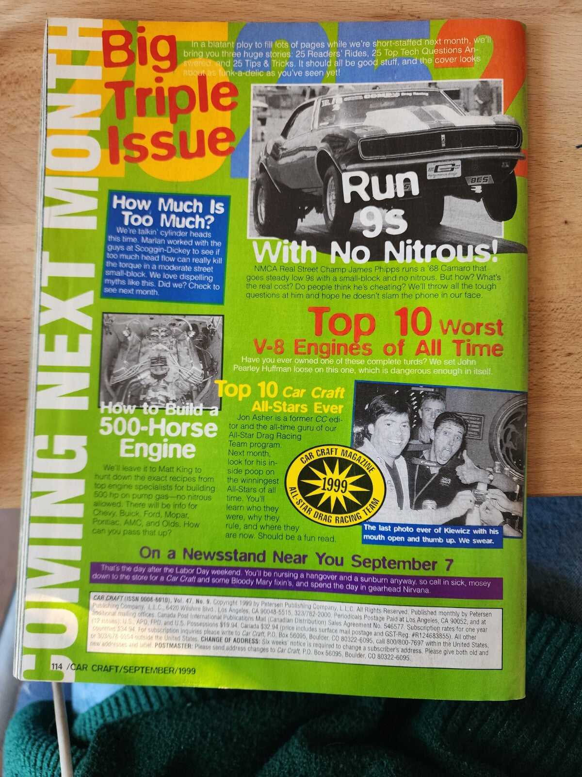 Car Craft Magazine September 1999 Chevy Power Showdown 350 vs. 454