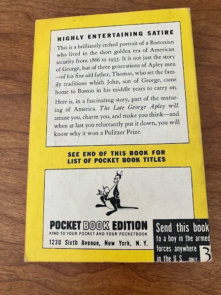 Vtg Pocket Book - THE LATE GEORGE APLEY John P Marquand