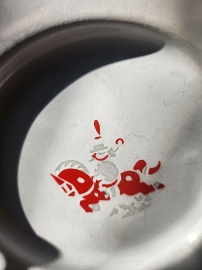 Knight on horse Plate w/ Red Trim Enamelware Plate - Made In Sweden