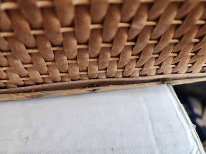 Large Wicker picnic basket 20" Vintage Wood big brown storage