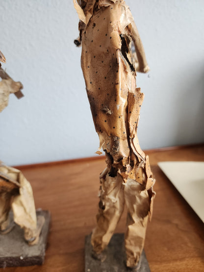 Folk Art Paper Mache Dolls - Violin & Pig