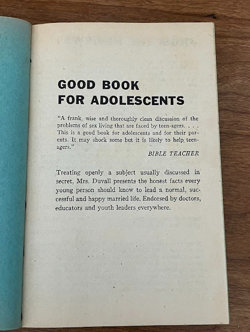 FACTS OF LIFE AND LOVE FOR TEEN-AGERS Evelyn Duvall