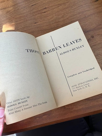 Avon Books - THOSE BARREN LEAVES by Aldous Huxley