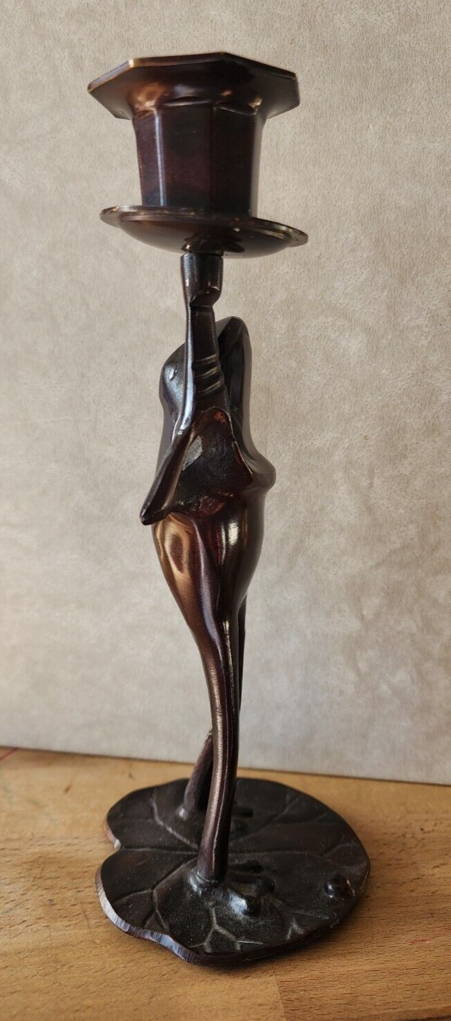 Frog Candle Holder Frog Standing on Lily Pad