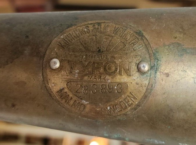 Antique Vtg Original Nautical Marine Ship SWEDEN Foghorn TYFON Working