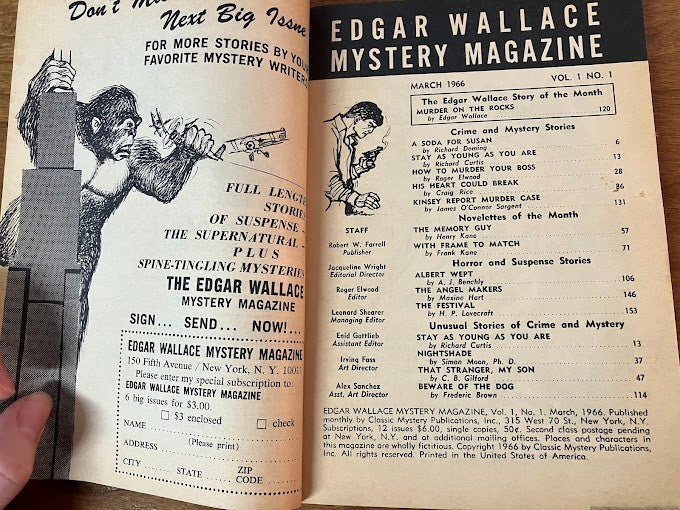 Edgar Wallace Mystery Magazine - The Kinsey Report Murder Case
