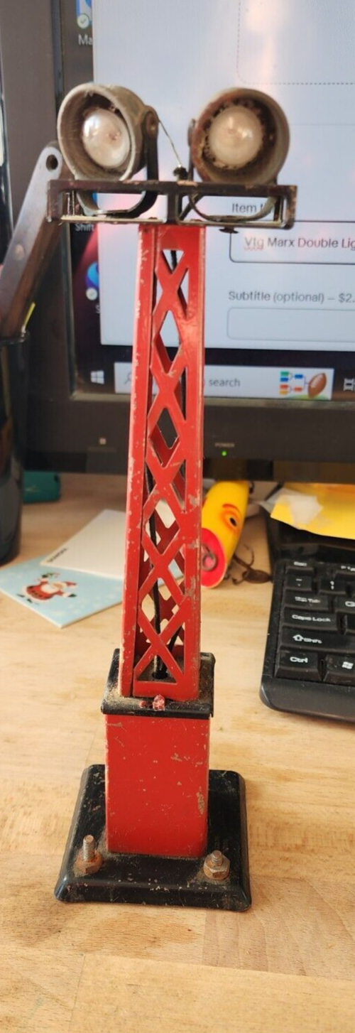 Vtg Marx Double Light Tower Model Train Spot Search 11" TALL