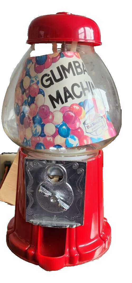 Vtg Gumball Machine - 11-Inch Retro-Style, Coin-Operated Cast Metal