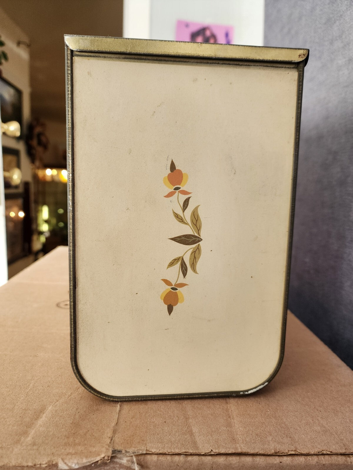 Rare Vtg Jewel T Autumn Leaf BREAD BOX metal 1940's