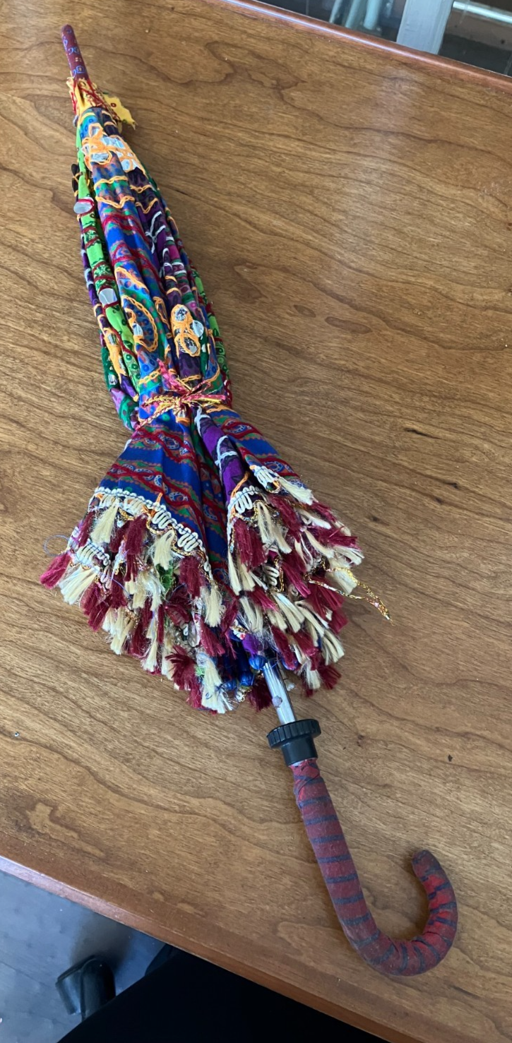 Indian fringed sun umbrella, hand-embroidered