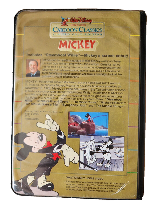 VTG Disney Cartoon Classics Limited Gold Edition "MICKEY" BETA