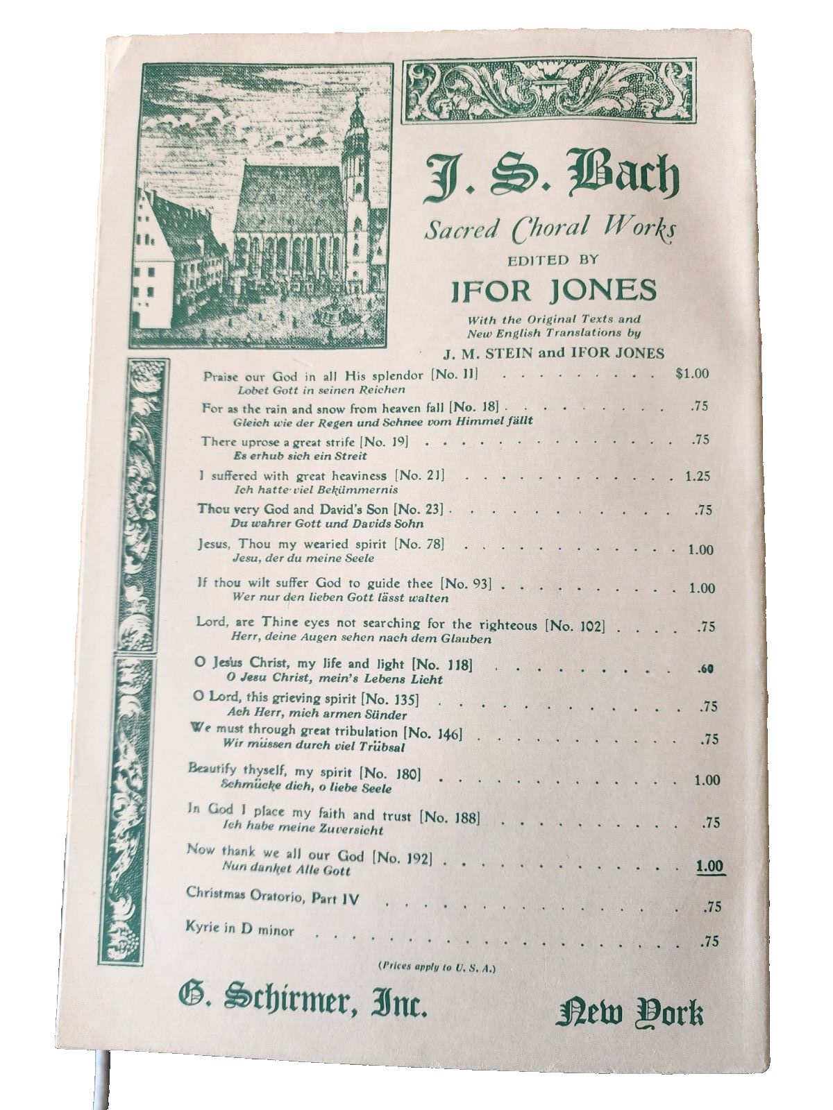 J. S. Bach Choral Works Mass in B Minor Songbook-G. Schirmer Inc. Ed. 2040