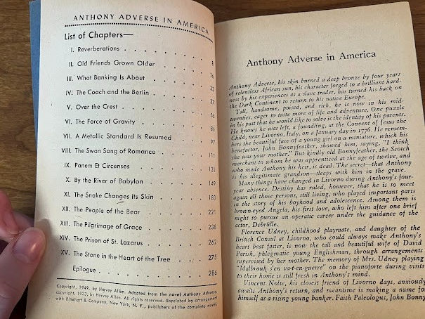 Vtg Paperback - Hervey Allen / ANTHONY ADVERSE IN AMERICA