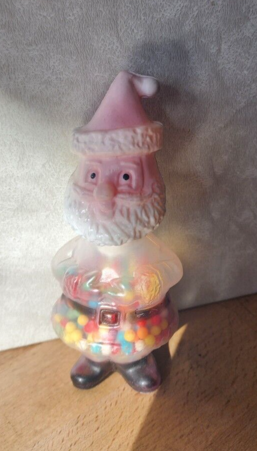 Vtg Plastic Blow Mold Santa Candy Container