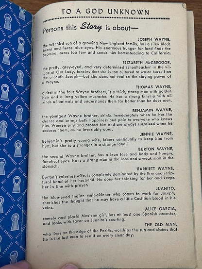 Vtg Paperback - To a God Unknown by John Steinbeck