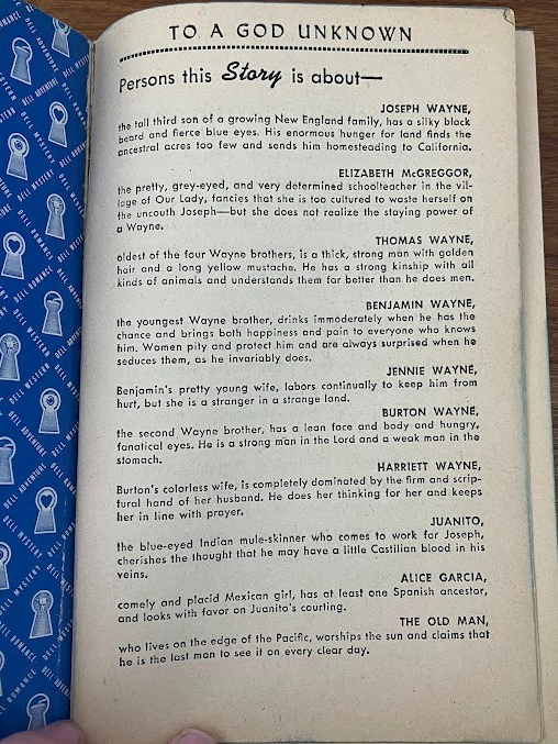 Vtg Paperback - To a God Unknown by John Steinbeck