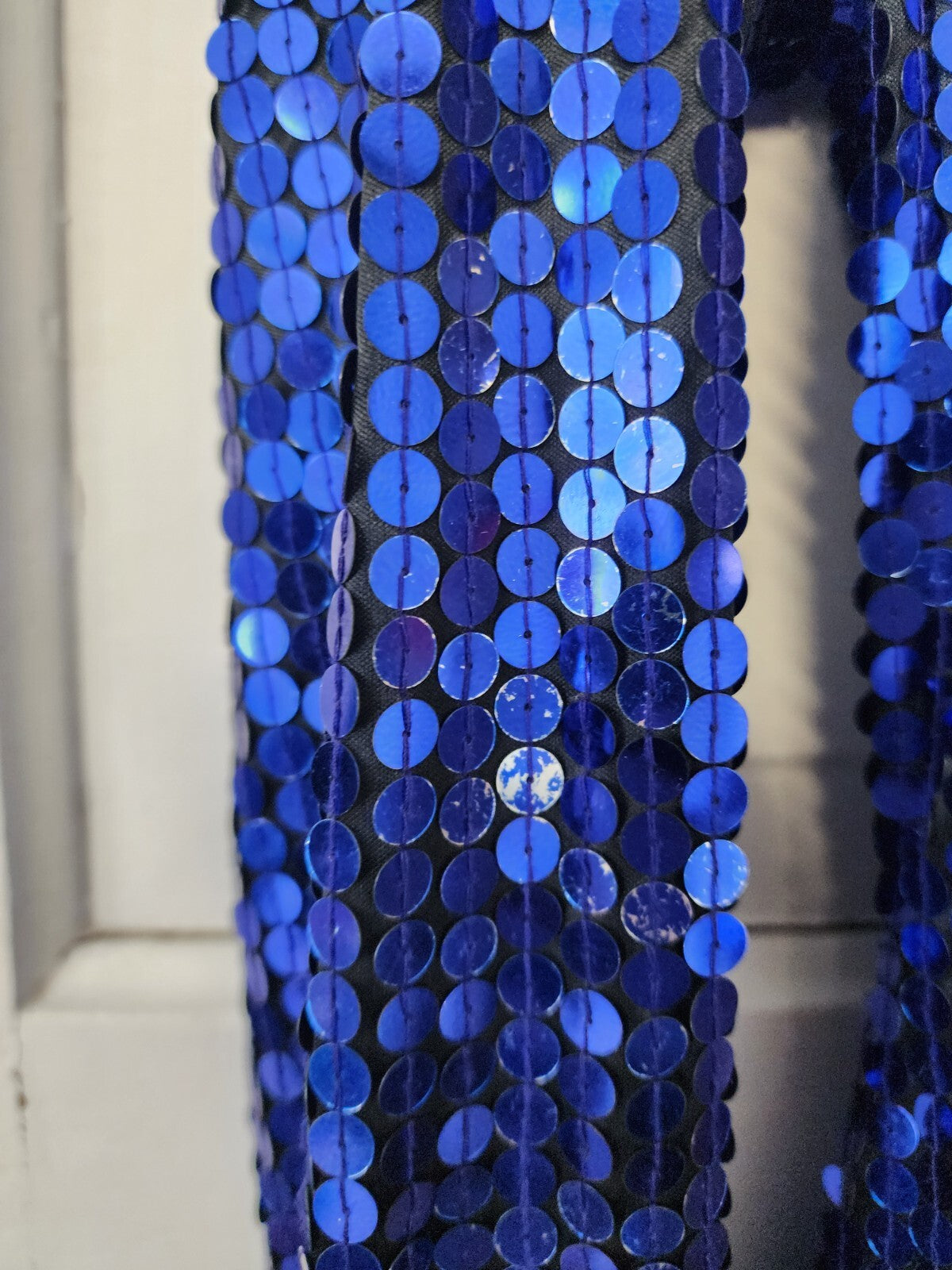 Oleg Cassini Blue Sequins - Sz 6 Vintage Dress w/ shoulder pads