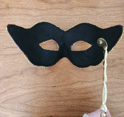 Mardi Gras Red Masquerade Mask on a Stick