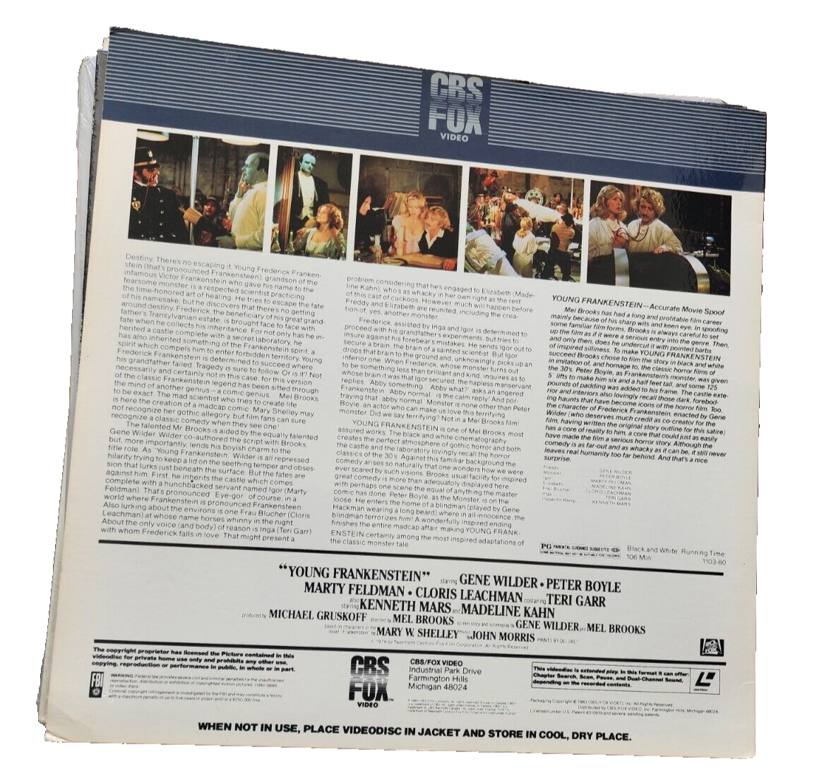 VTG Young Frankenstein (1974) Mel Brooks / LD Laser Disc Laserdisc - 1103-80