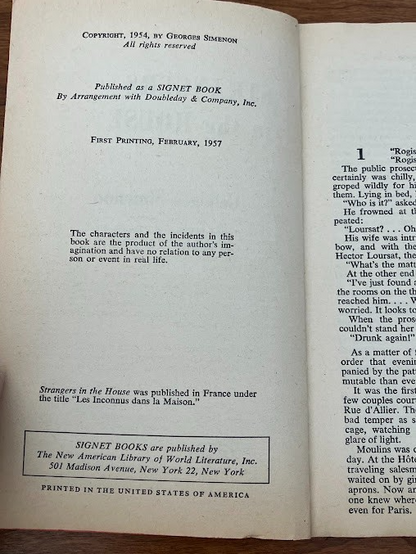 Vtg Paperback - STRANGERS IN THE HOUSE by George Simenon